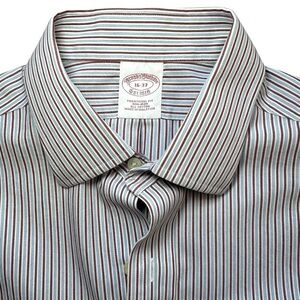 Brooks Brothers Men Size 16-33 Striped Non Iron Cotton L/S‎ Dress Shirt